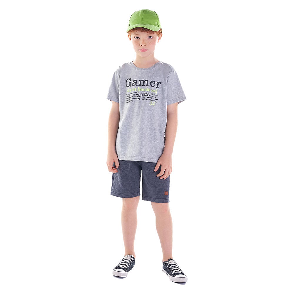 Camiseta Infantil Menino - Mescla Cinza - 49357-567