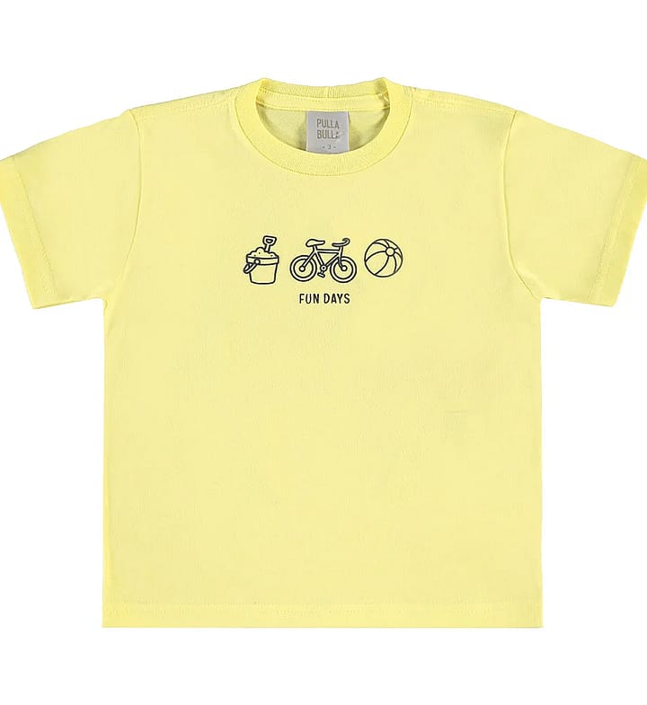 Camiseta Amarelo Primeiros Passos Pulla Bulla Menino - 55657-1407