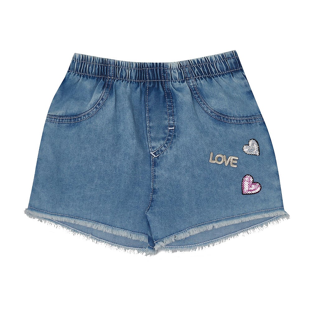 Shorts Primeiros Passos Menina - Jeans - 49205-1114