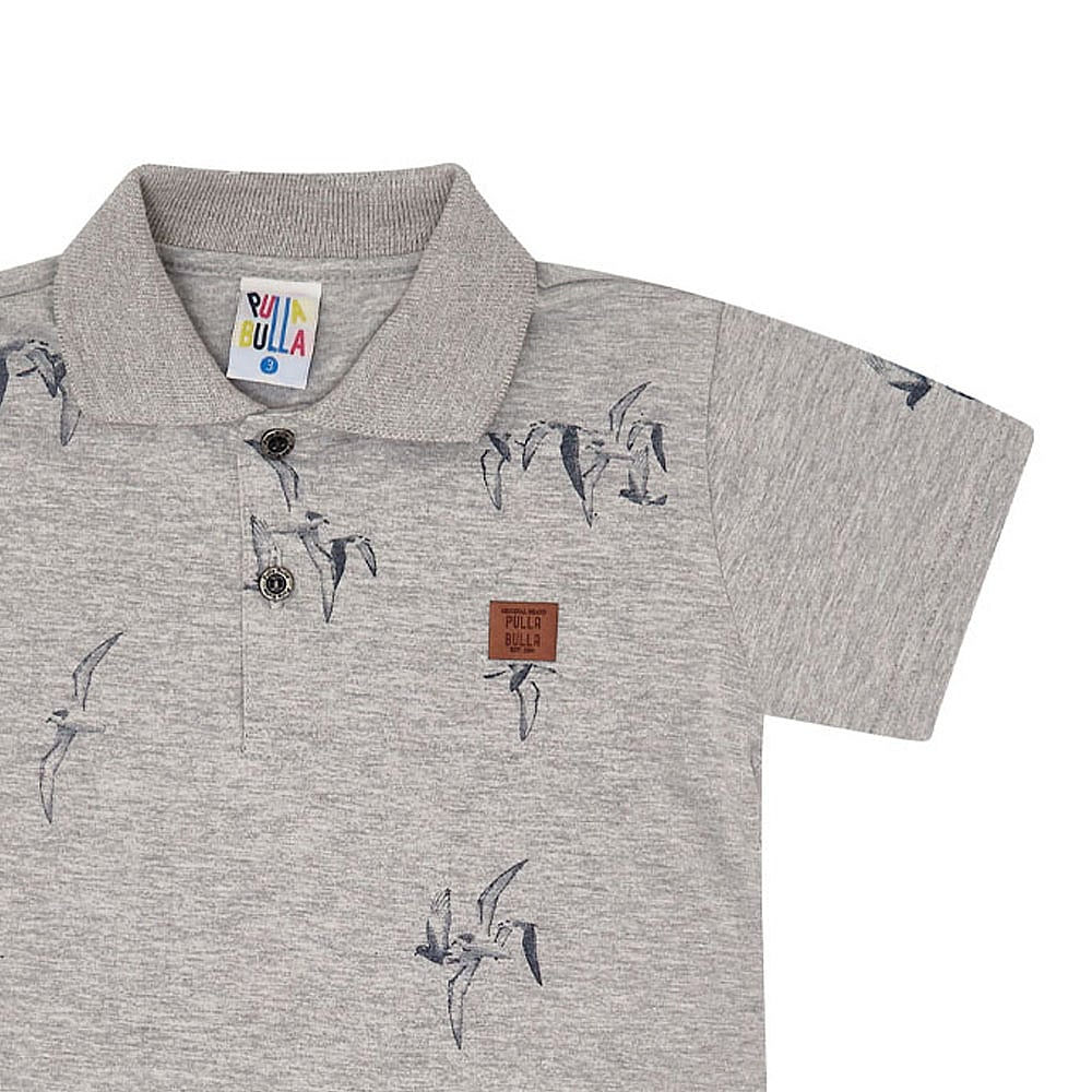 Polo Primeiros Passos Menino - Mescla Cinza - 49258-567