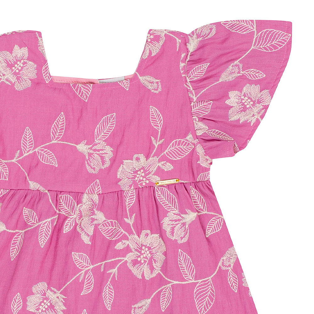 Vestido Rosa Primeiros Passos Pulla Bulla Menina - 53319-13