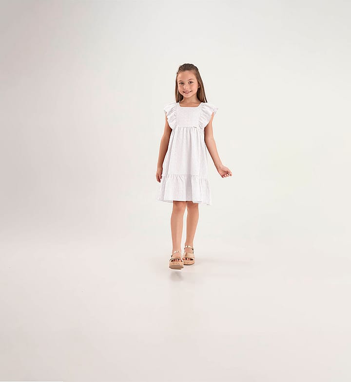 Vestido Branco Infantil Pulla Bulla Menina - 53817-3