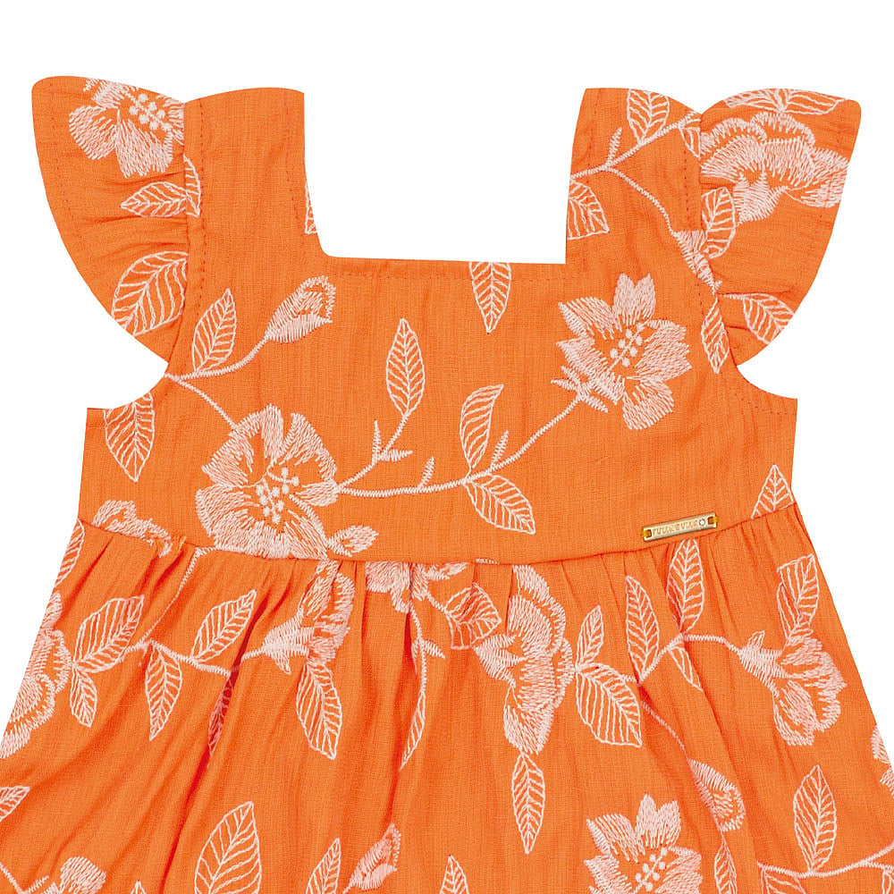 Vestido Laranja Bebê Pulla Bulla Menina - 53213-1206