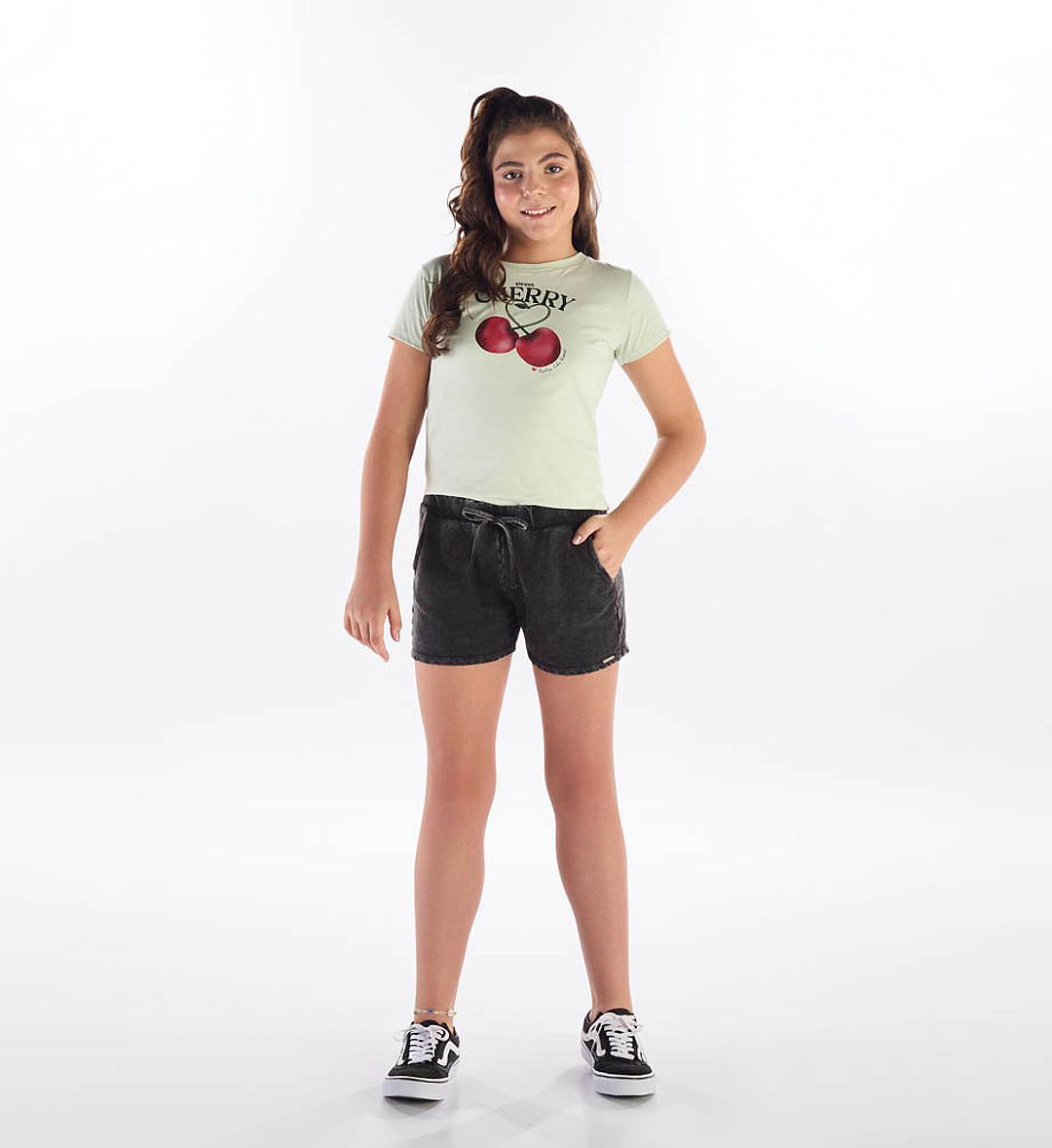 Short Menina Preto Juvenil Pulla Bulla - 53513-51