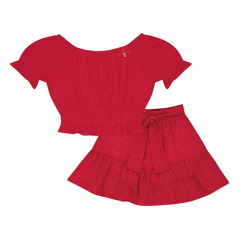 Conjunto Infantil Menina - Vermelho - 52328-65