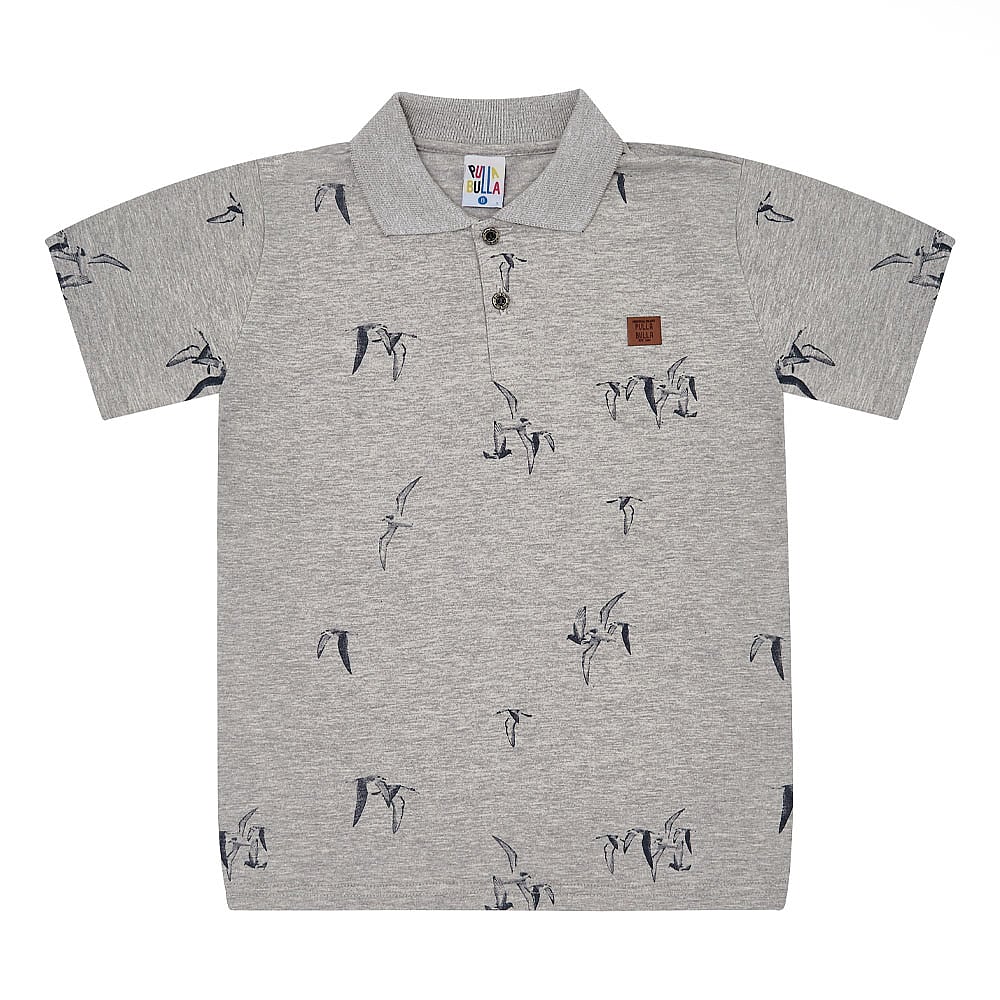 Polo Infantil Menino - Mescla Cinza - 49359-567