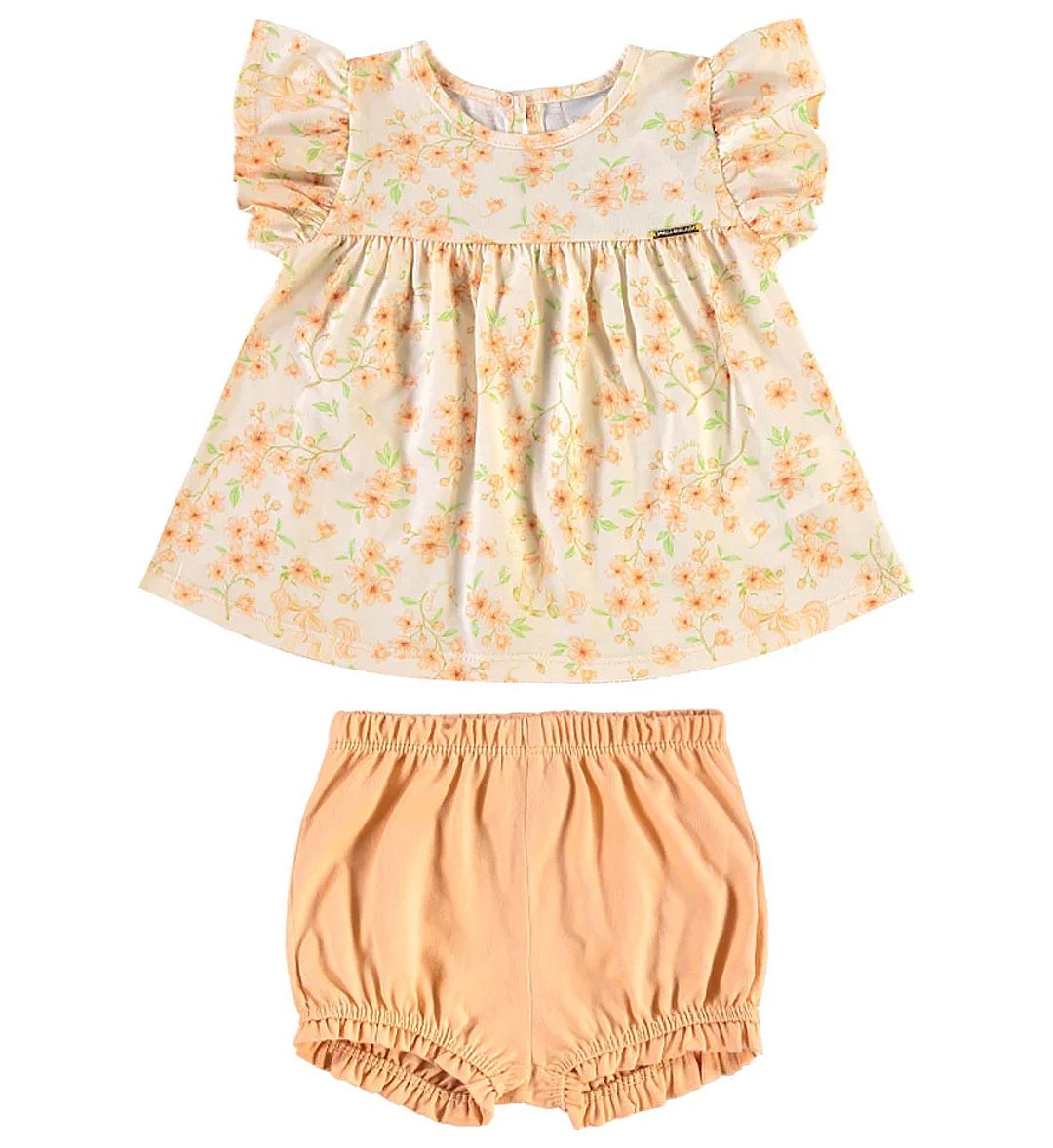 Conjunto Laranja Bebe Pulla Bulla Menina - 55520-1425