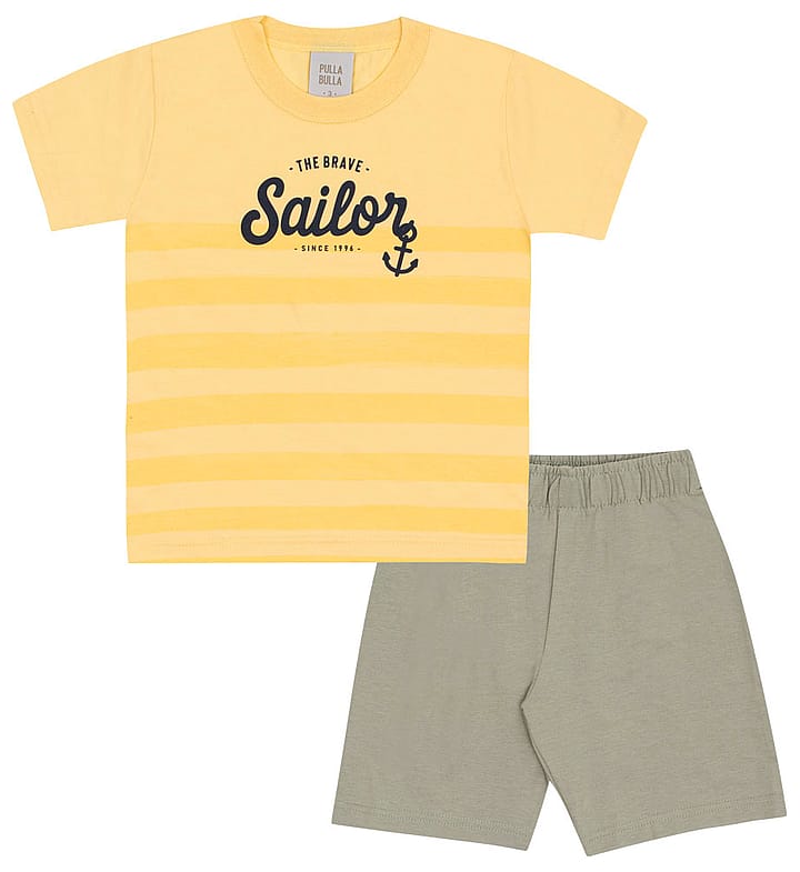 Conjunto Amarelo Primeiros Passos Pulla Bulla Menino - 53372-1346