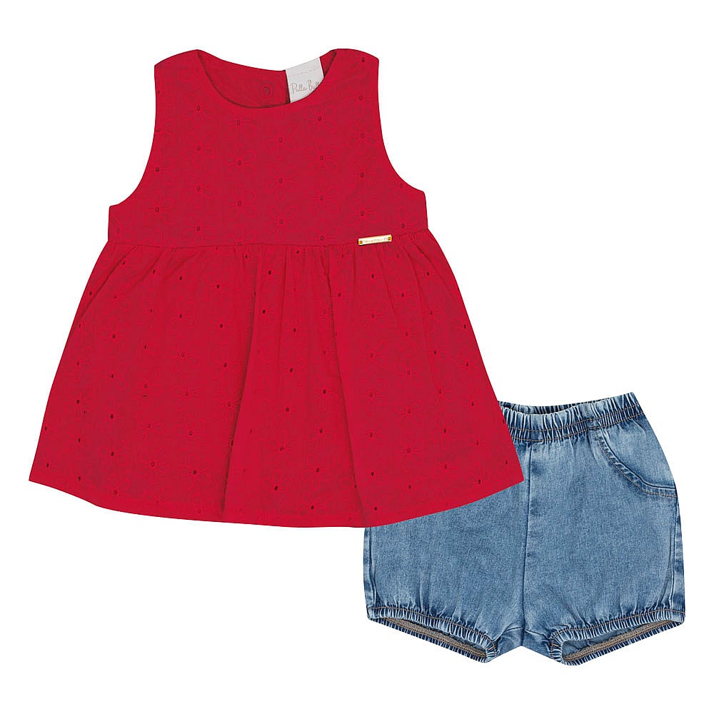 Conjunto Bebê Menina - Vermelho - 52122-65