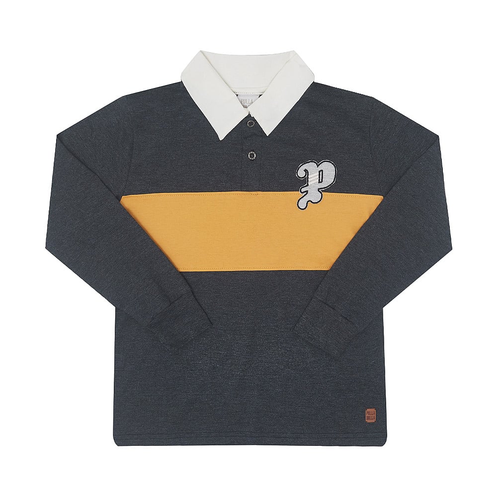 Polo Infantil Menino - Mescla Preto - 50359-876