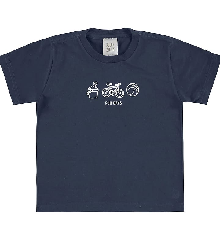 Camiseta Marinho Primeiros Passos Pulla Bulla Menino - 55657-58