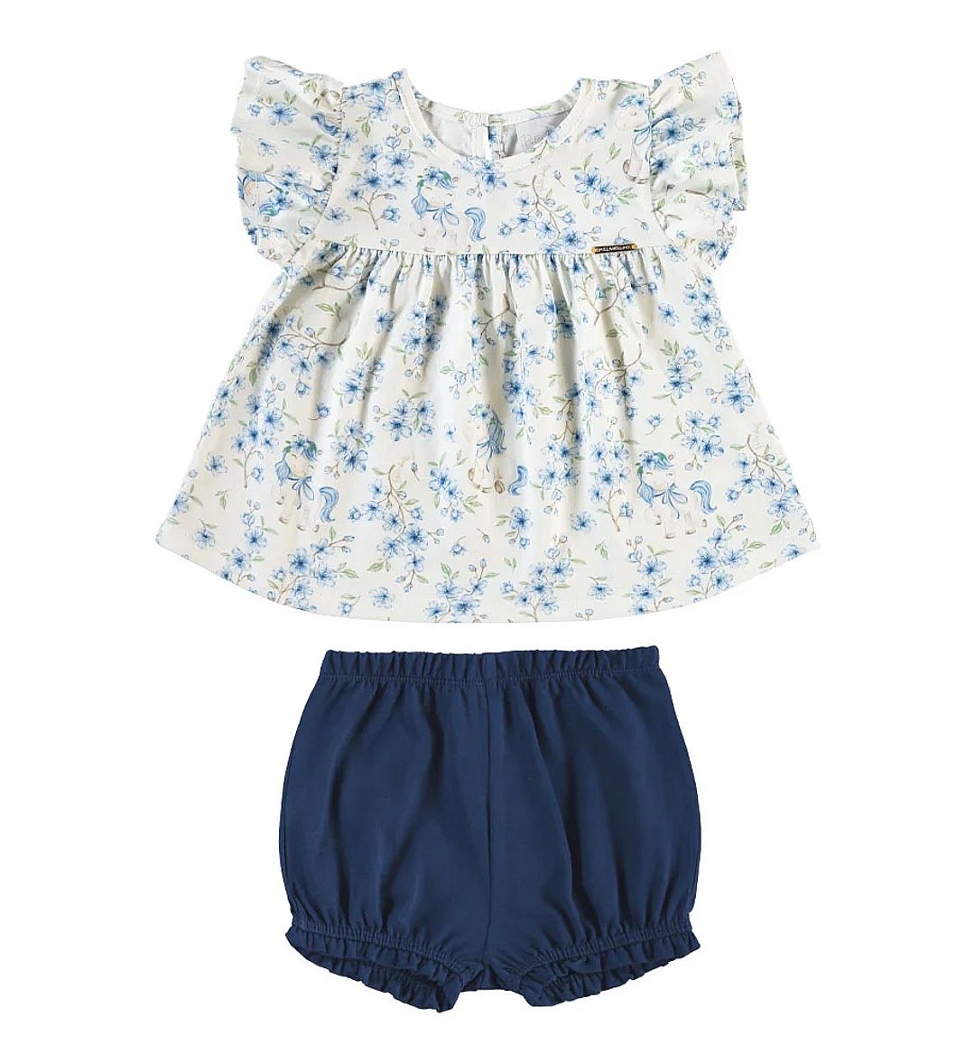 Conjunto Azul Bebe Pulla Bulla Menina - 55520-1420