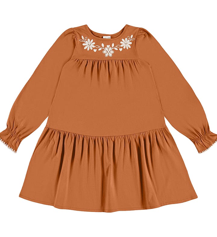 Vestido Marrom Infantil Pulla Bulla Menina - 55328-600