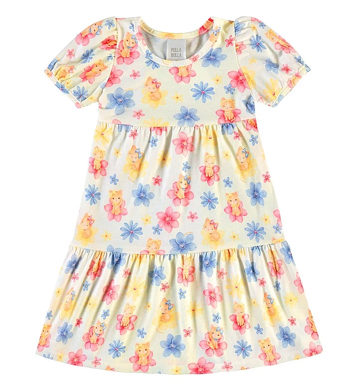 Vestido Natural Primeiros Passos Pulla Bulla Menina - 55616-1303