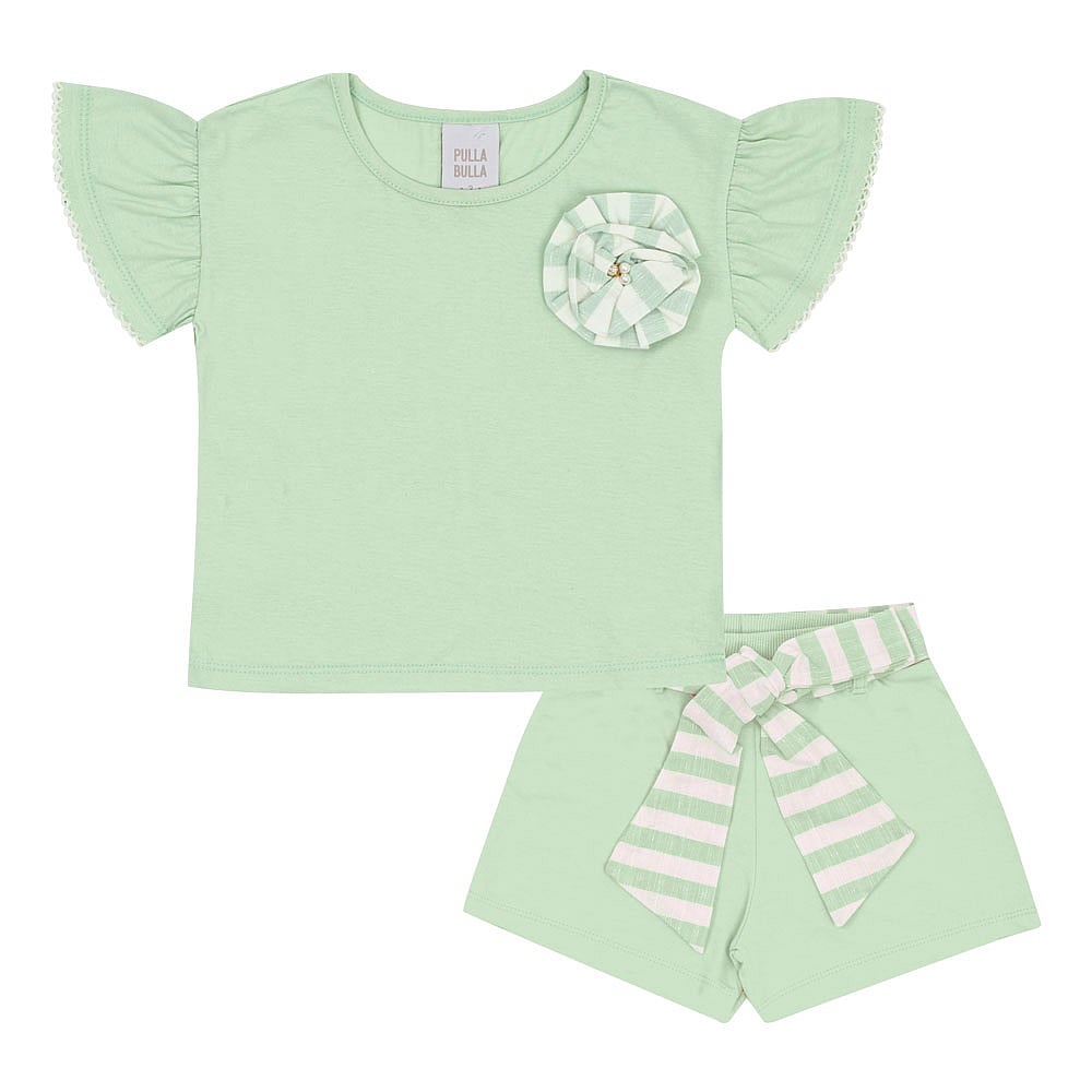 Conjunto Verde Primeiros Passos Pulla Bulla Menina - 53326-1262