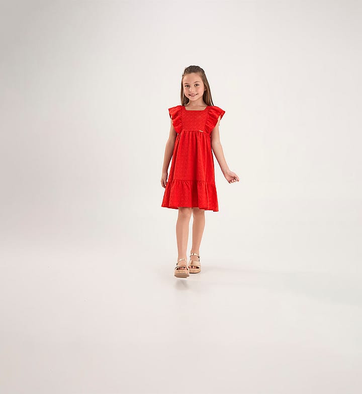 Vestido Vermelho Infantil Pulla Bulla Menina - 53817-65