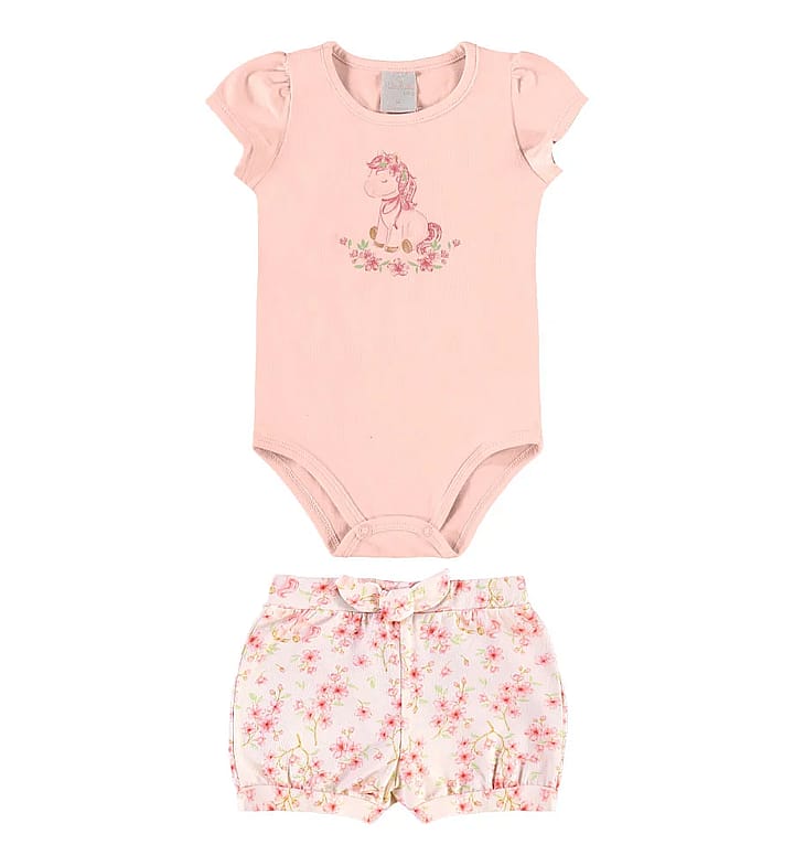Conjunto Rosa Bebe Pulla Bulla Menina - 55516-1472