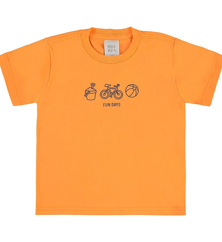 Camiseta Laranja Primeiros Passos Pulla Bulla Menino - 55657-12