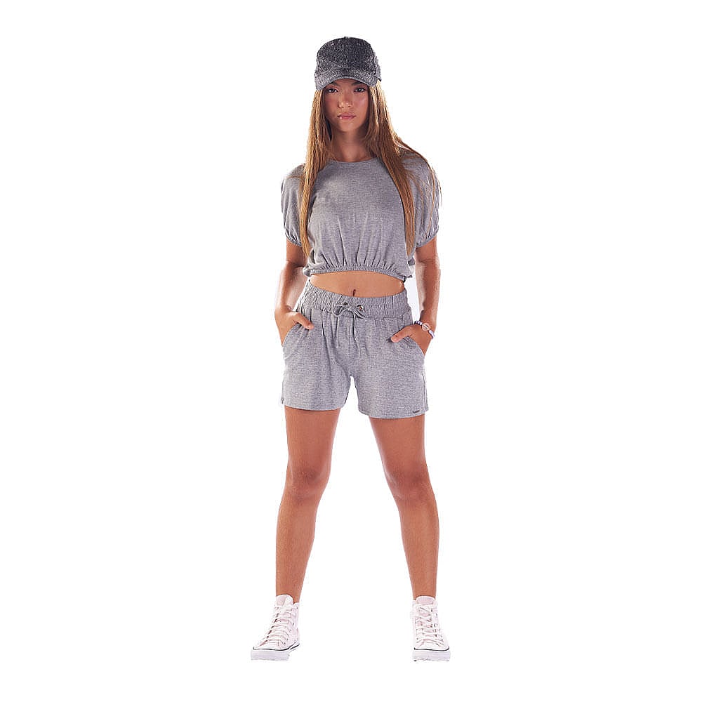 Blusa Juvenil Menina - Mescla Cinza - 48909-567