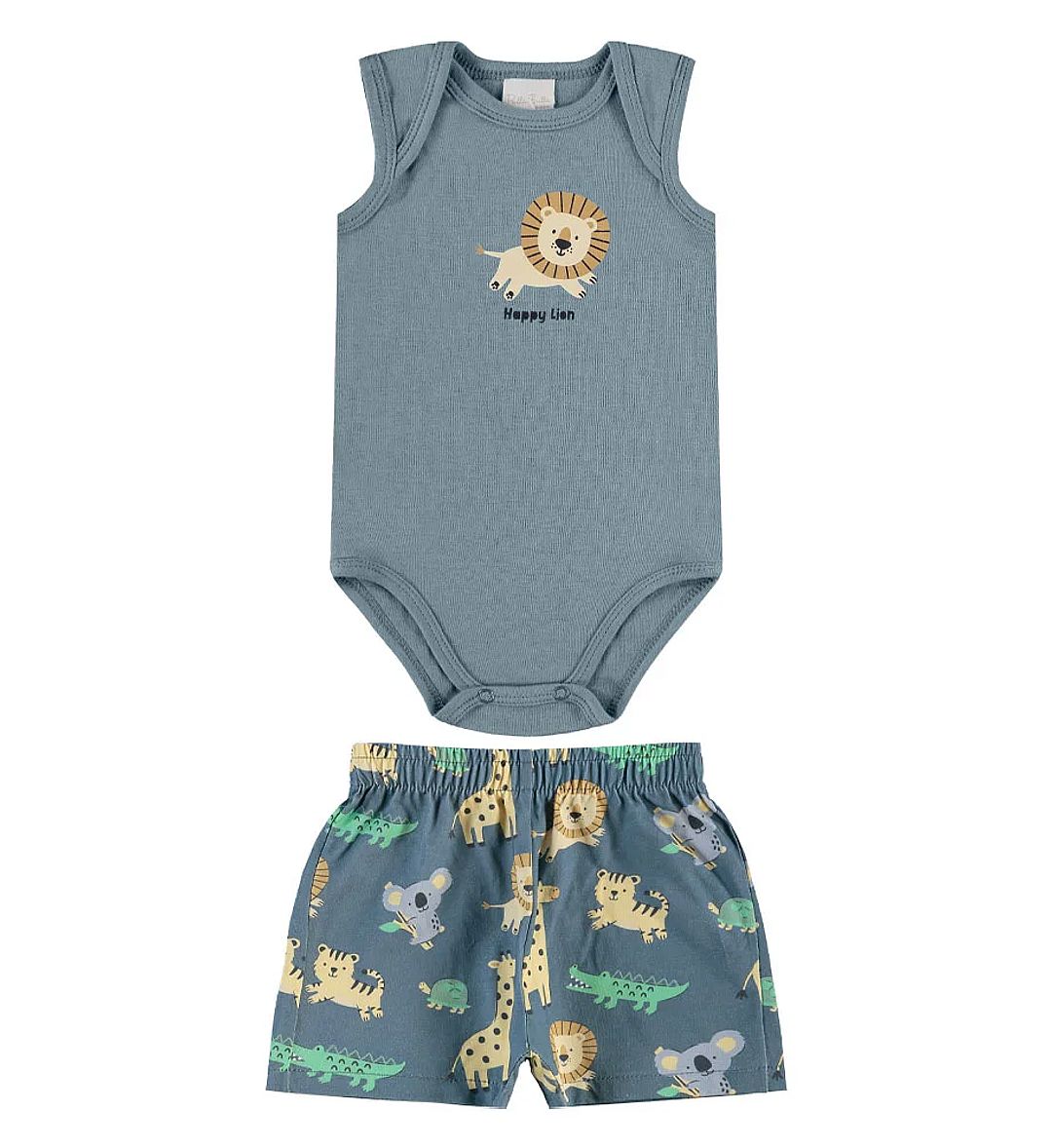 Conjunto Azul Bebe Pulla Bulla Menino - 55563-1446
