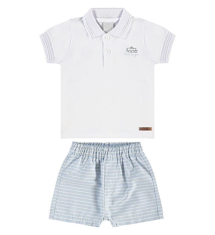 Conjunto Branco Bebe Pulla Bulla Menino - 53672-3