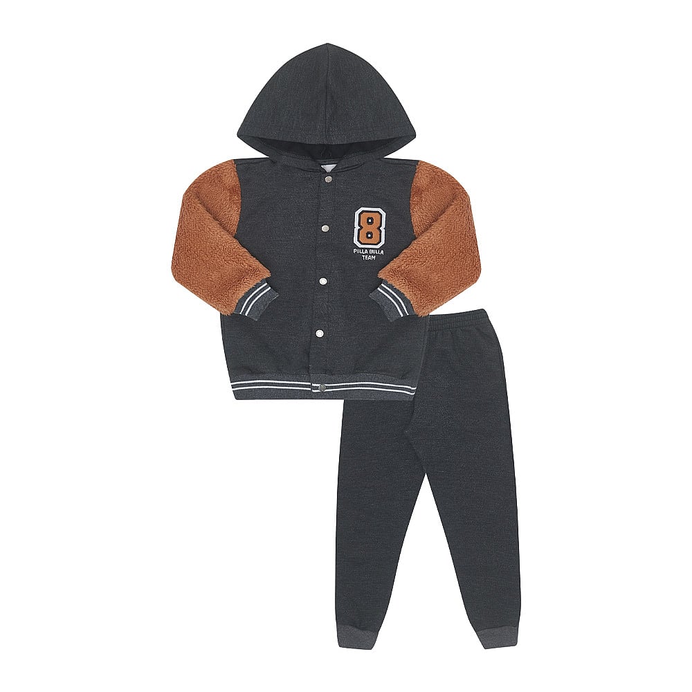 Conjunto Primeiros Passos Menino - Mescla Preto - 50280-876