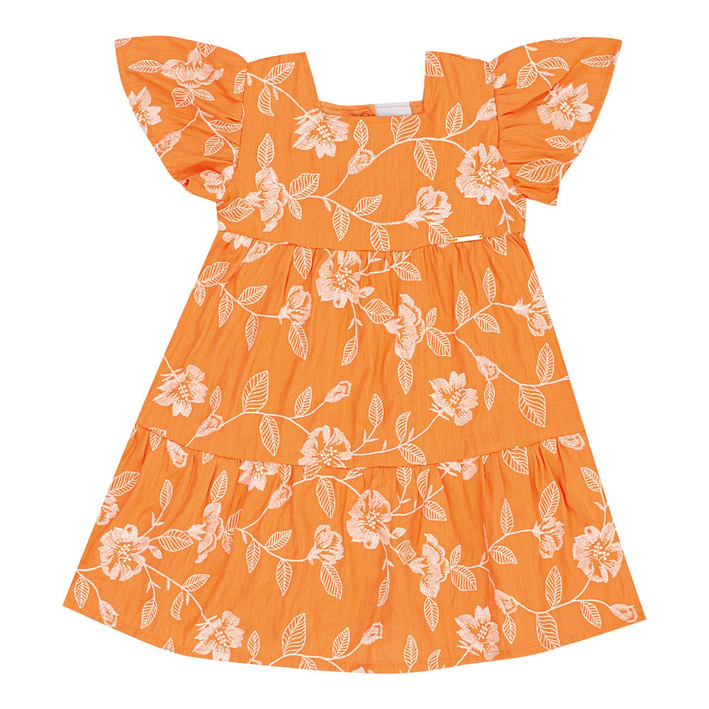 Vestido Laranja Primeiros Passos Pulla Bulla Menina - 53319-1206