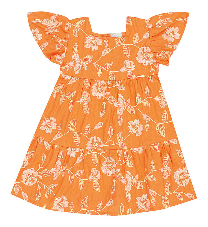 Vestido Laranja Primeiros Passos Pulla Bulla Menina - 53319-1206