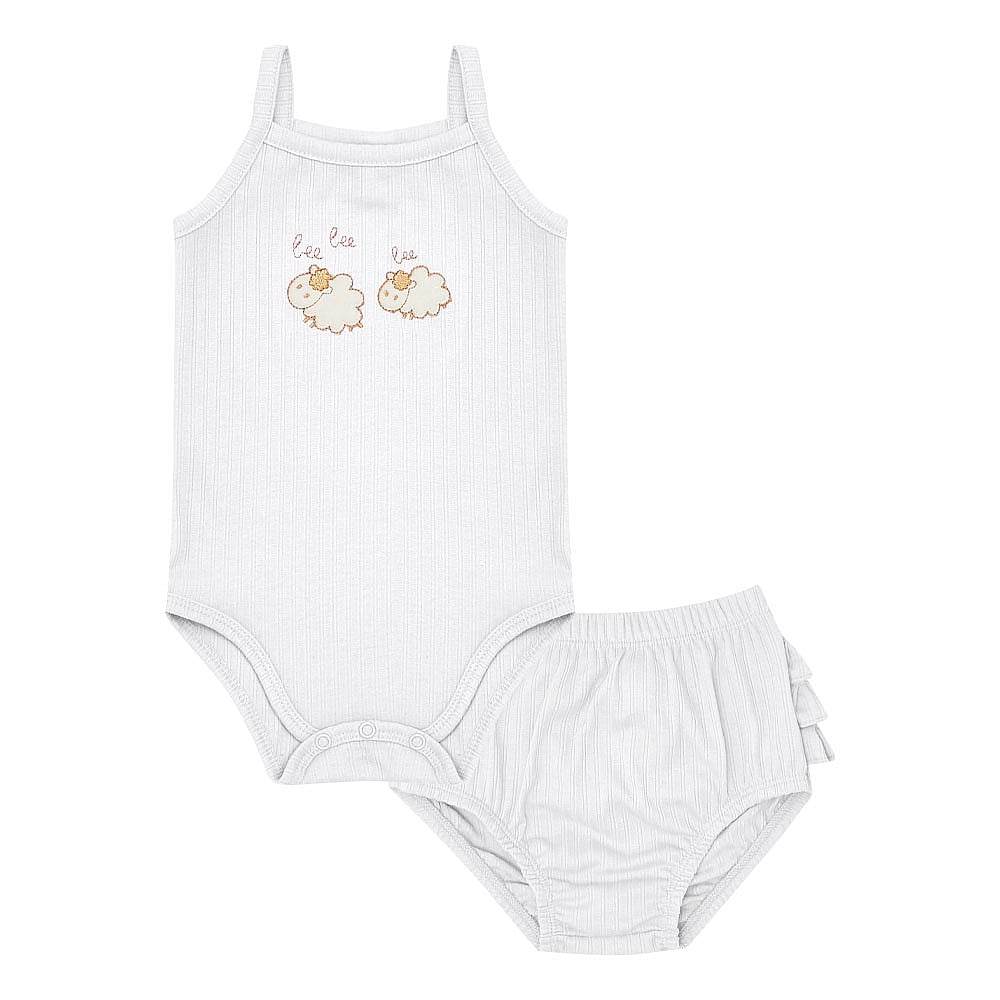Conjunto Bebê Menina - Branco - 49115-3