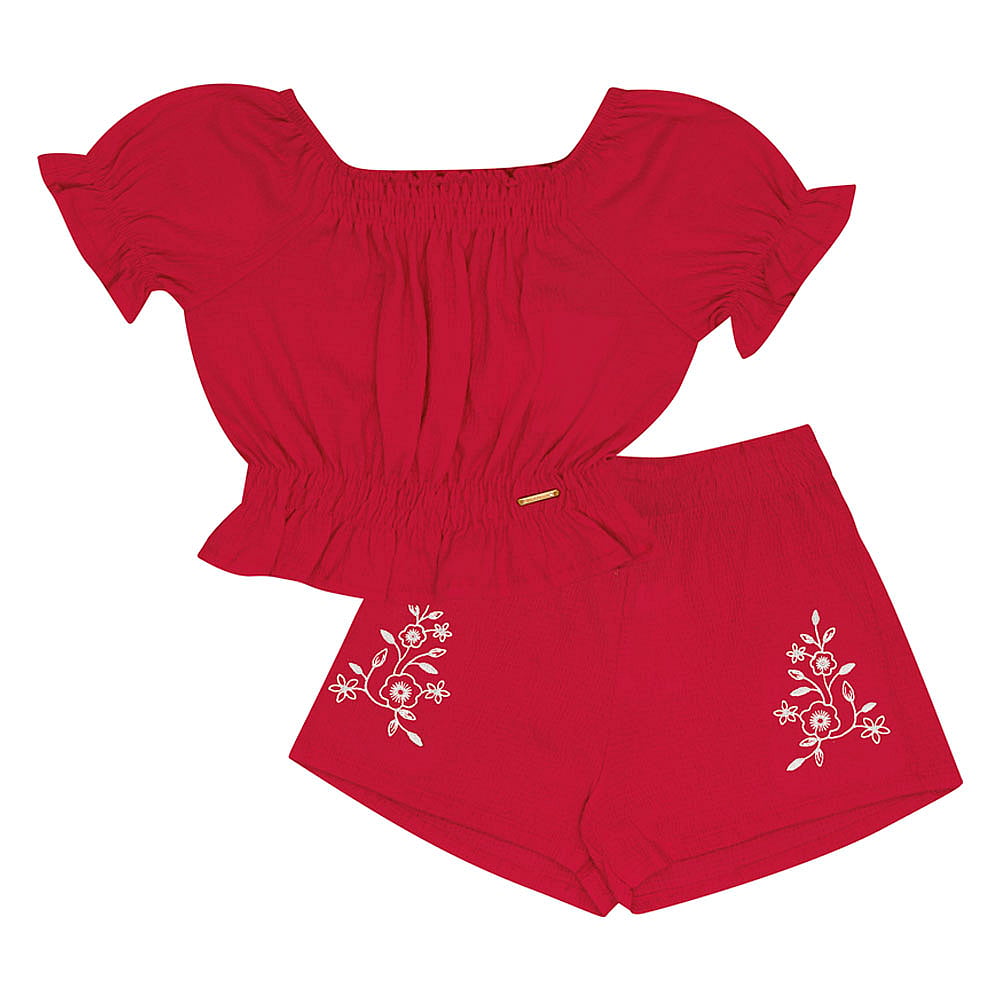 Conjunto Infantil Menina - Vermelho - 52322-65