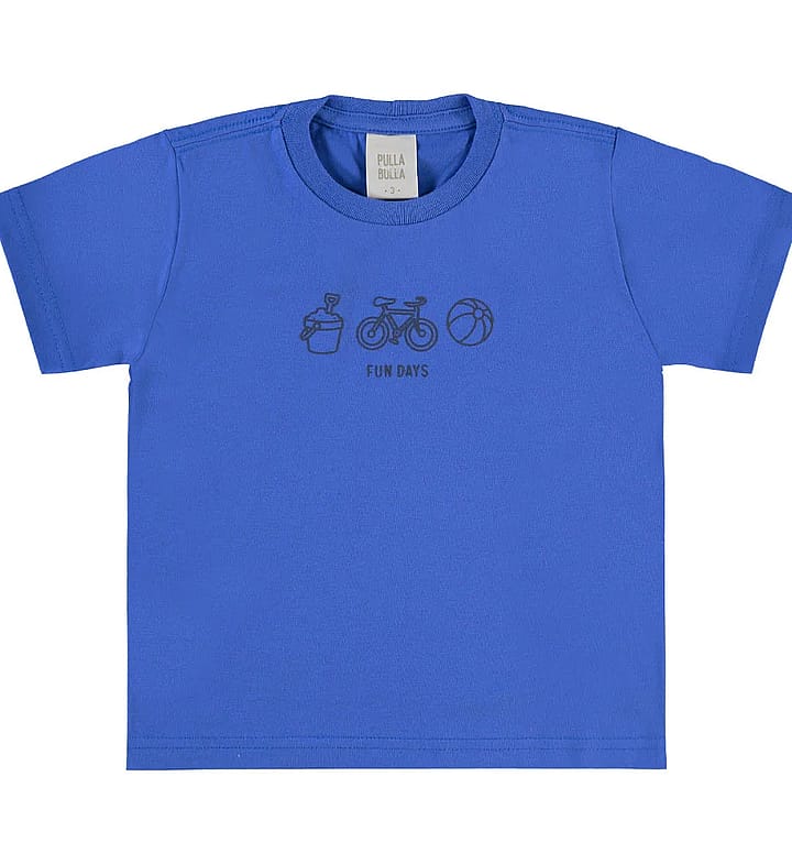 Camiseta Azul Primeiros Passos Pulla Bulla Menino - 55657-140