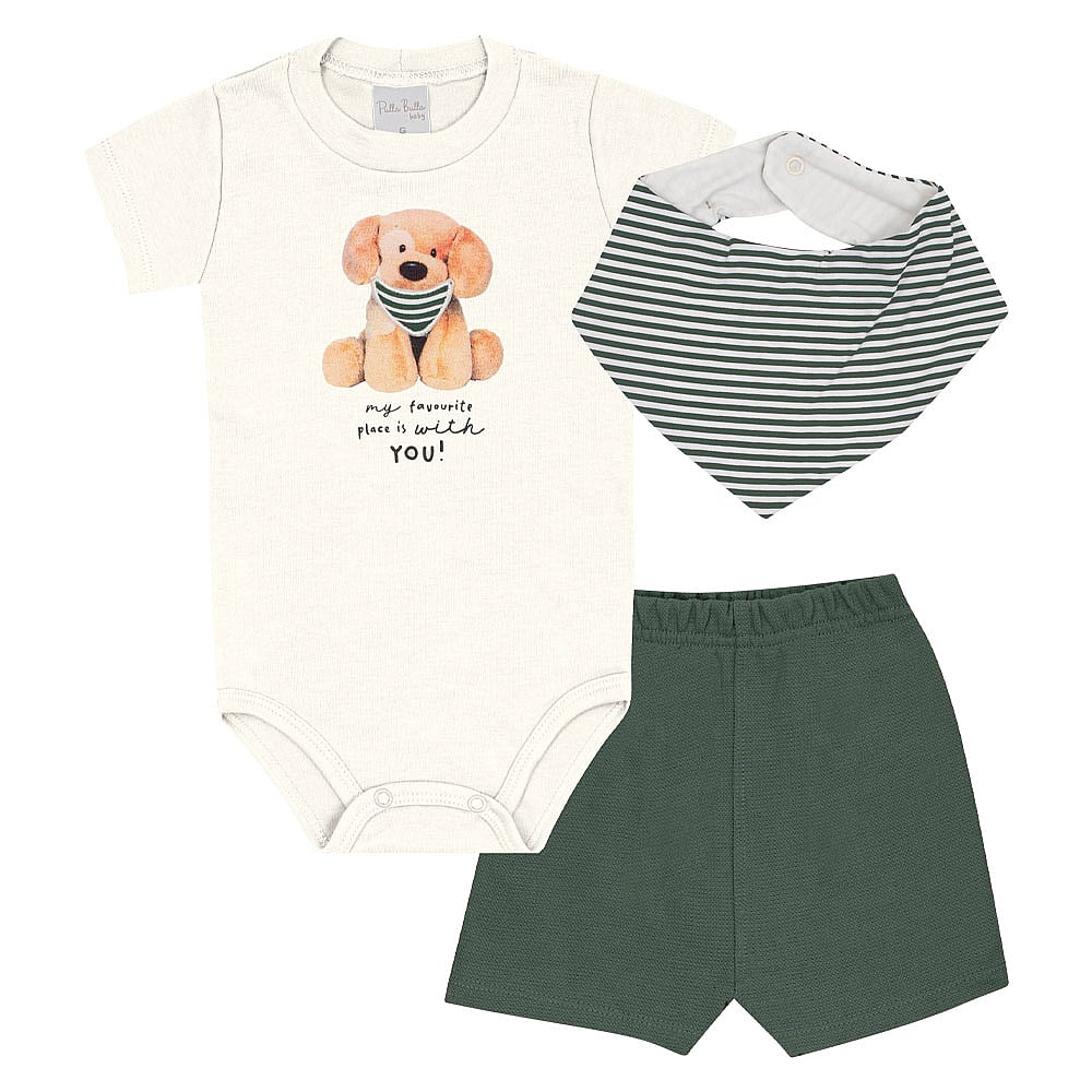 Conjunto Bege Bebê Pulla Bulla Menino - 53270-1271