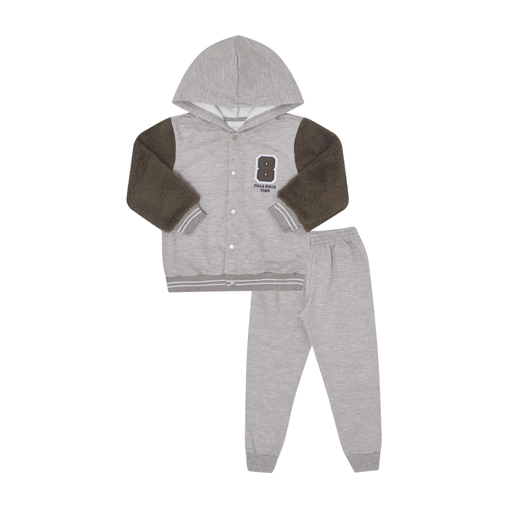 Conjunto Primeiros Passos Menino - Mescla Cinza - 50280-567
