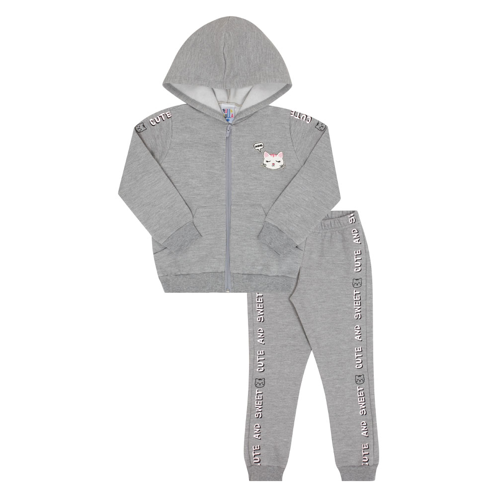 Conjunto Bebê Menina - Mescla Cinza - 47230-567