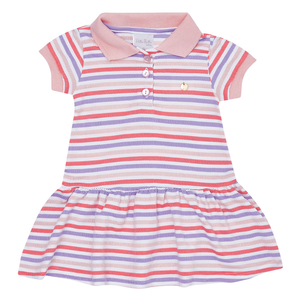 Vestido Bebê Menina - Listrado Coral - 48613-273