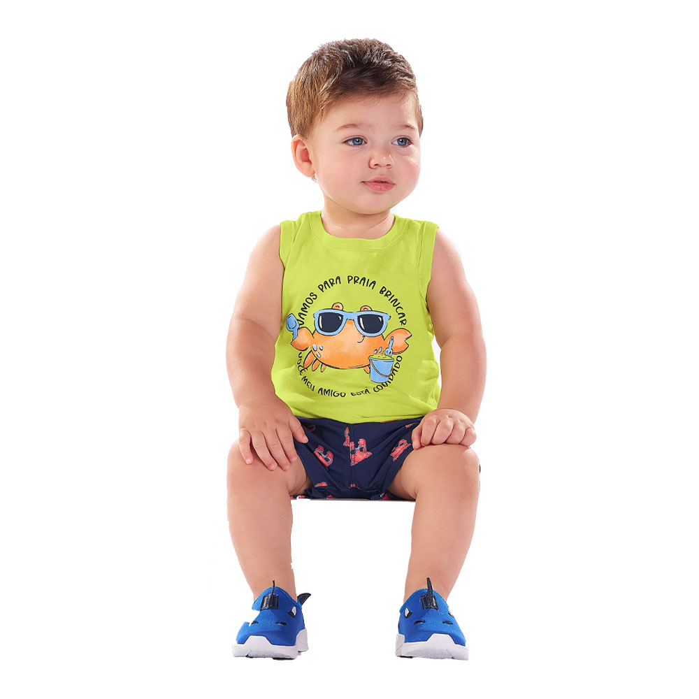 Shorts Bebê Menino - Sublimado Marinho - 48656-750