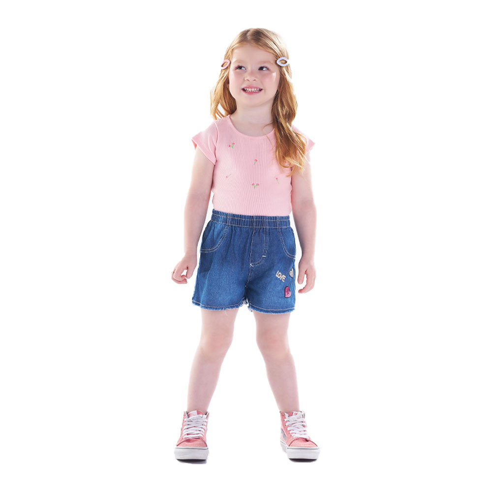 Shorts Primeiros Passos Menina - Jeans - 49205-1267