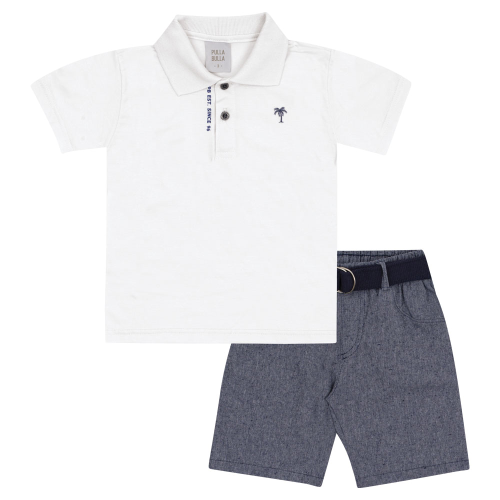 Conjunto Branco Primeiros Passos Pulla Bulla Menino - 53380-3